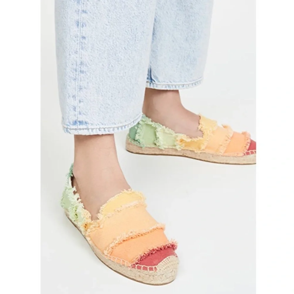 Summery Anthropologie/Soludos Ombre Smoking Slippers Sherbert Multicolor, 7.5